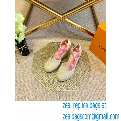 Louis Vuitton Monogram-embroidered Canvas Starboard Wedge Espadrilles Yellow 2021