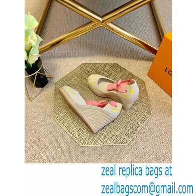 Louis Vuitton Monogram-embroidered Canvas Starboard Wedge Espadrilles Yellow 2021 - Click Image to Close