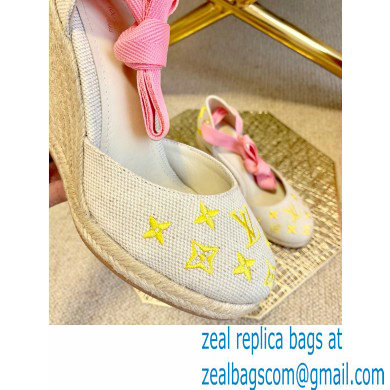 Louis Vuitton Monogram-embroidered Canvas Starboard Wedge Espadrilles Yellow 2021