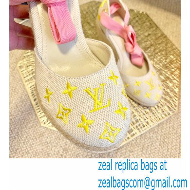 Louis Vuitton Monogram-embroidered Canvas Starboard Wedge Espadrilles Yellow 2021 - Click Image to Close