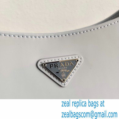 Prada Cleo Brushed Leather Shoulder Bag 1BC499 Light Gray 2021