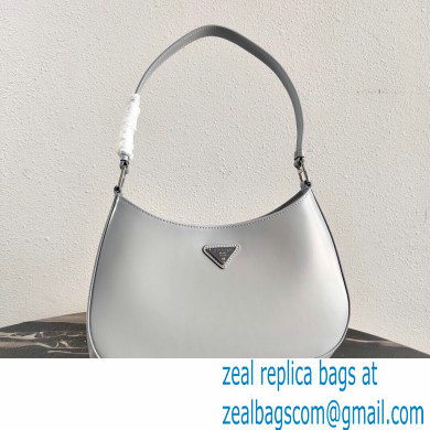 Prada Cleo Brushed Leather Shoulder Bag 1BC499 Light Gray 2021 - Click Image to Close