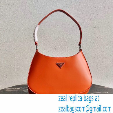 Prada Cleo Brushed Leather Shoulder Bag 1BC499 Orange 2021