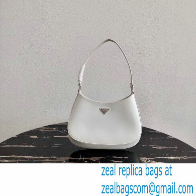 Prada Cleo Brushed Leather Shoulder Bag 1BC499 White 2020