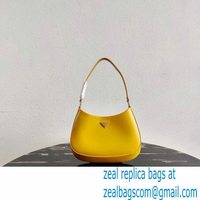 Prada Cleo Brushed Leather Shoulder Bag 1BC499 Yellow 2021