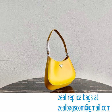 Prada Cleo Brushed Leather Shoulder Bag 1BC499 Yellow 2021