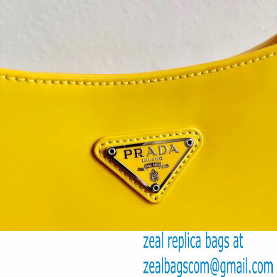 Prada Cleo Brushed Leather Shoulder Bag 1BC499 Yellow 2021