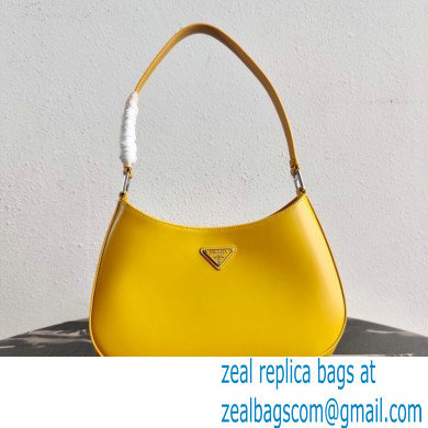 Prada Cleo Brushed Leather Shoulder Bag 1BC499 Yellow 2021