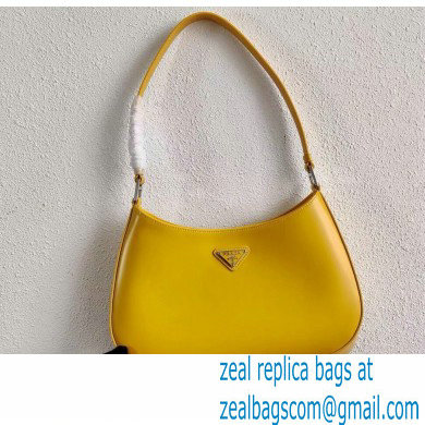 Prada Cleo Brushed Leather Shoulder Bag 1BC499 Yellow 2021