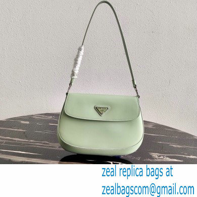 Prada Cleo Brushed Leather Shoulder Bag with Flap 1BD311 Aqua Green 2020