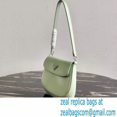 Prada Cleo Brushed Leather Shoulder Bag with Flap 1BD311 Aqua Green 2020
