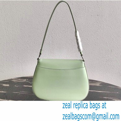 Prada Cleo Brushed Leather Shoulder Bag with Flap 1BD311 Aqua Green 2020