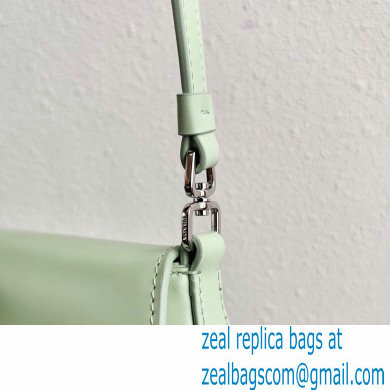 Prada Cleo Brushed Leather Shoulder Bag with Flap 1BD311 Aqua Green 2020