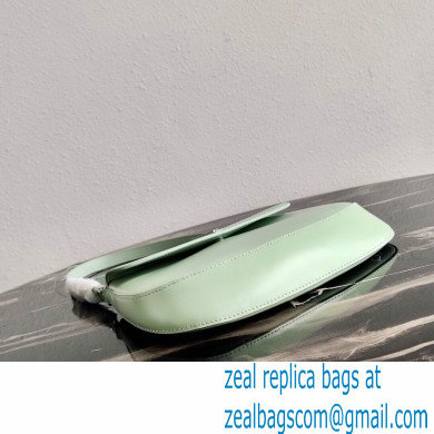 Prada Cleo Brushed Leather Shoulder Bag with Flap 1BD311 Aqua Green 2020