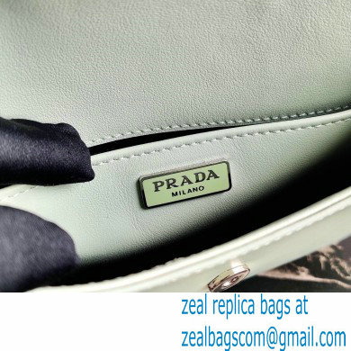 Prada Cleo Brushed Leather Shoulder Bag with Flap 1BD311 Aqua Green 2020