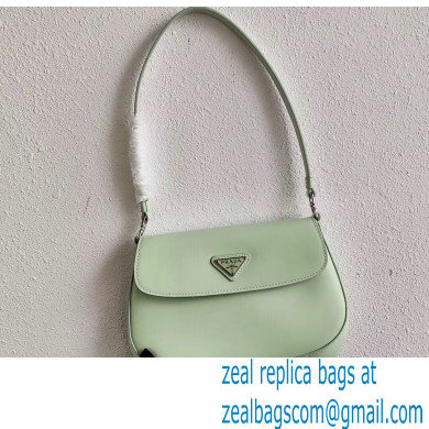 Prada Cleo Brushed Leather Shoulder Bag with Flap 1BD311 Aqua Green 2020