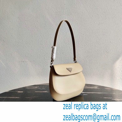 Prada Cleo Brushed Leather Shoulder Bag with Flap 1BD311 Beige 2021