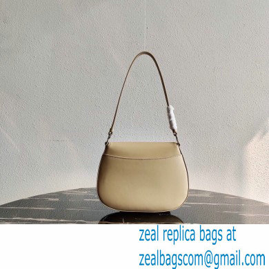 Prada Cleo Brushed Leather Shoulder Bag with Flap 1BD311 Beige 2021