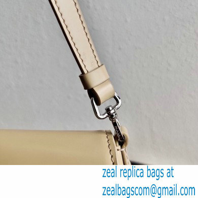 Prada Cleo Brushed Leather Shoulder Bag with Flap 1BD311 Beige 2021