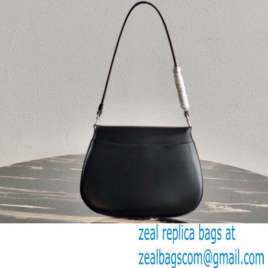 Prada Cleo Brushed Leather Shoulder Bag with Flap 1BD311 Black 2020