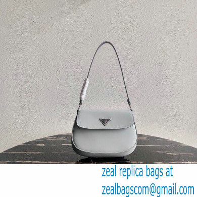Prada Cleo Brushed Leather Shoulder Bag with Flap 1BD311 Light Gray 2021