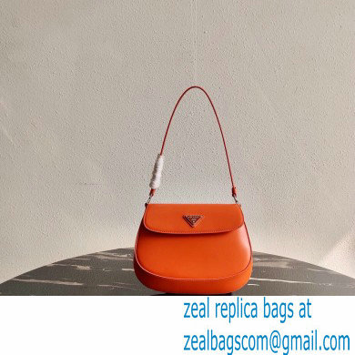 Prada Cleo Brushed Leather Shoulder Bag with Flap 1BD311 Orange 2021
