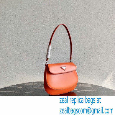 Prada Cleo Brushed Leather Shoulder Bag with Flap 1BD311 Orange 2021