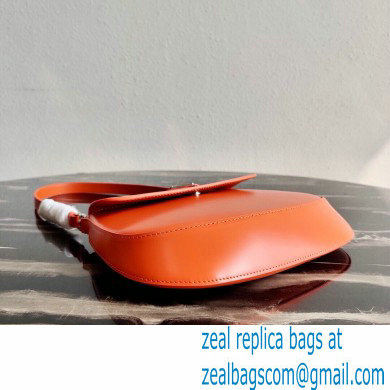 Prada Cleo Brushed Leather Shoulder Bag with Flap 1BD311 Orange 2021