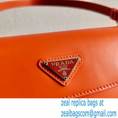 Prada Cleo Brushed Leather Shoulder Bag with Flap 1BD311 Orange 2021