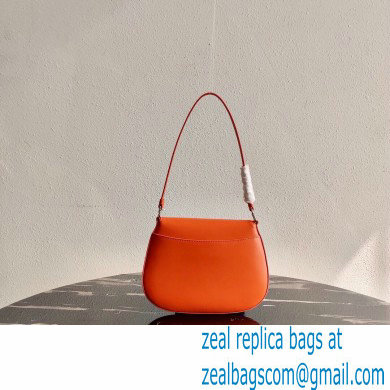 Prada Cleo Brushed Leather Shoulder Bag with Flap 1BD311 Orange 2021
