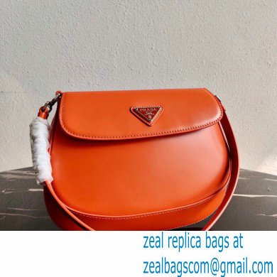 Prada Cleo Brushed Leather Shoulder Bag with Flap 1BD311 Orange 2021
