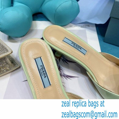 Prada Heel 5.5cm Round Metal Leather Slides Pale Green 2021