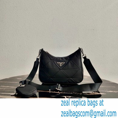 Prada Padded Nylon Shoulder Bag 1BC151 Black 2021 - Click Image to Close