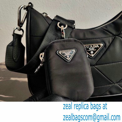 Prada Padded Nylon Shoulder Bag 1BC151 Black 2021