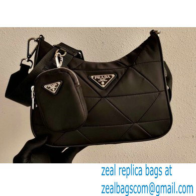 Prada Padded Nylon Shoulder Bag 1BC151 Black 2021 - Click Image to Close