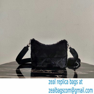 Prada Shearling Shoulder Bag 1BC151 Black 2021