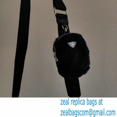 Prada Shearling Shoulder Bag 1BC151 Black 2021