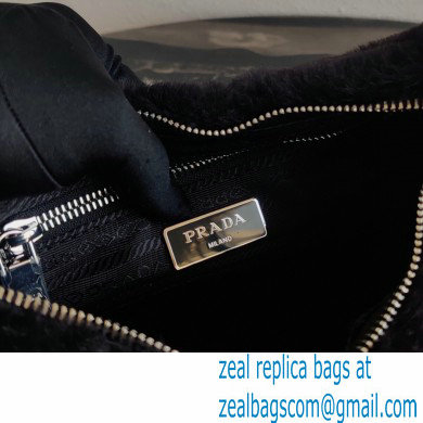 Prada Shearling Shoulder Bag 1BC151 Black 2021