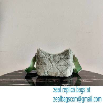 Prada Shearling Shoulder Bag 1BC151 Light Green 2021