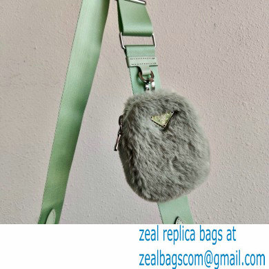 Prada Shearling Shoulder Bag 1BC151 Light Green 2021