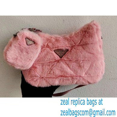 Prada Shearling Shoulder Bag 1BC151 Pink 2021