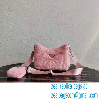 Prada Shearling Shoulder Bag 1BC151 Pink 2021