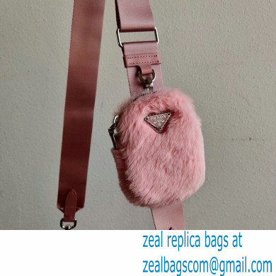 Prada Shearling Shoulder Bag 1BC151 Pink 2021