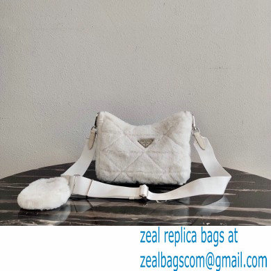 Prada Shearling Shoulder Bag 1BC151 White 2021