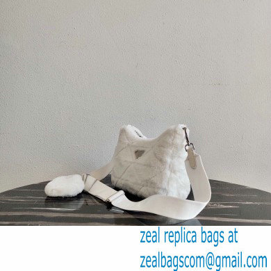 Prada Shearling Shoulder Bag 1BC151 White 2021