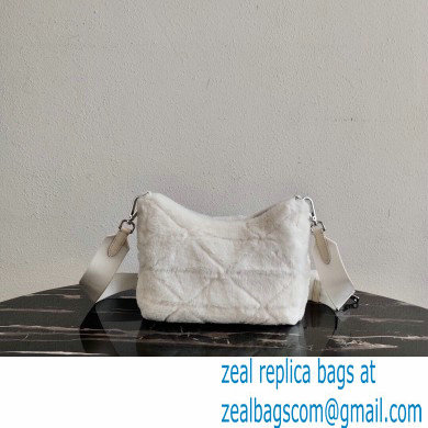 Prada Shearling Shoulder Bag 1BC151 White 2021