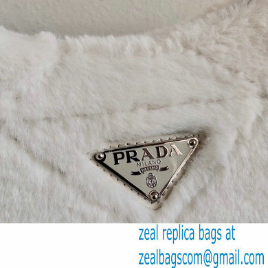 Prada Shearling Shoulder Bag 1BC151 White 2021
