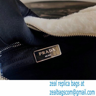 Prada Shearling Shoulder Bag 1BC151 White 2021