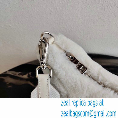 Prada Shearling Shoulder Bag 1BC151 White 2021