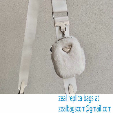 Prada Shearling Shoulder Bag 1BC151 White 2021